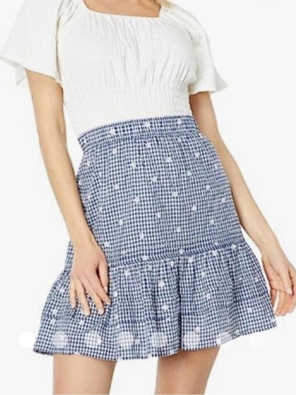 Madewell Embroidered Gingham Skirt Size S Navy Prairie